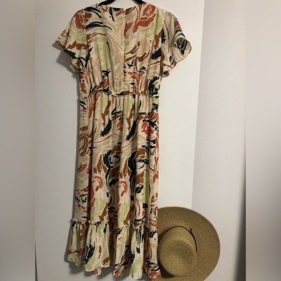 MADEWELL MIDI Empire Waist FlutterSlv Vneck DRESS UnderSlip washable NWT - Picture 3 of 7